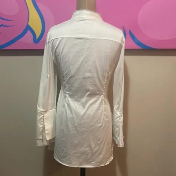 Zara White Long Sleeve Tunic Top Shirt - Picture 6 of 10